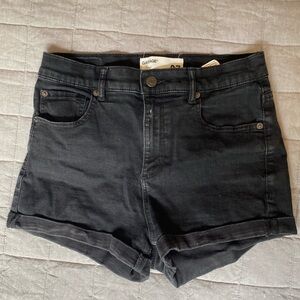 Black denim shorts.